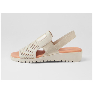 Maybel Almond Gold Leather Elastic Sandals