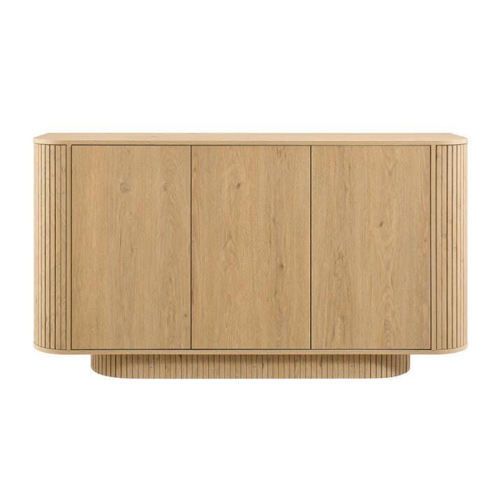 Mayim Scandinavian Woodgrain Buffet Unit Sideboard Storage Cabinet 3-Doors Oak
