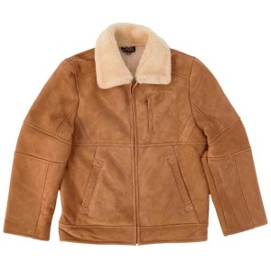 Men Australian Double Faced Sheepskin Wool Suede Jacket - Chestnut / S