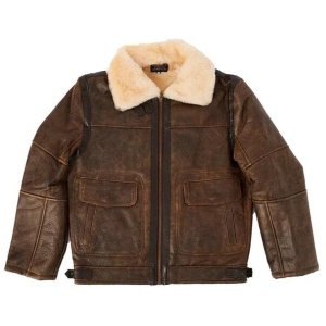 Men Australian Sheepskin Wool Nappa Leather Bomber Jacket - Dark Brown / S
