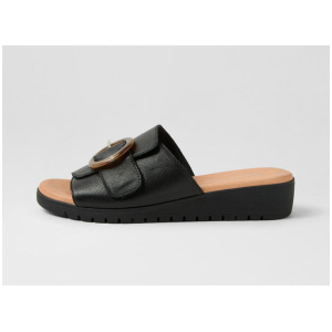 Merials Black Leather Sandals