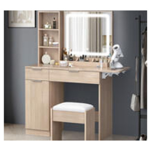 Milas 2 Drawer Dressing Table Set With Led Wood
