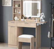 Milas 2 Drawer Dressing Table Set With Led Wood
