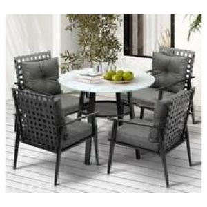 Milos 4 Seater Outdoor Dining Set Grey