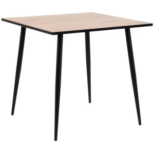 Modern Wooden Square Kitchen Dining Table 80cm - Natural Oak / Black