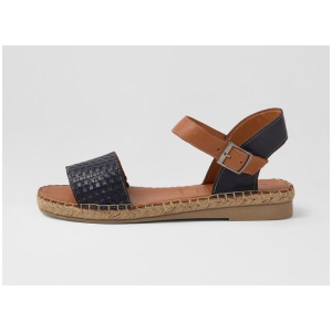 Mona Navy Tan Leather Sandals