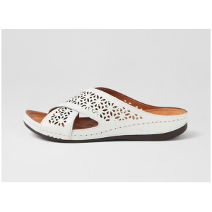 Nardinah White Leather Slides