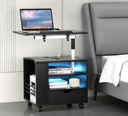 Neil Adjustable Bedside Table With Led Black Medium