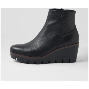 Nish Navy Leather Ankle Boots