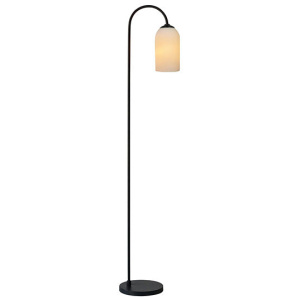Opal Matt Glass With Black Metalware Floor Lamp