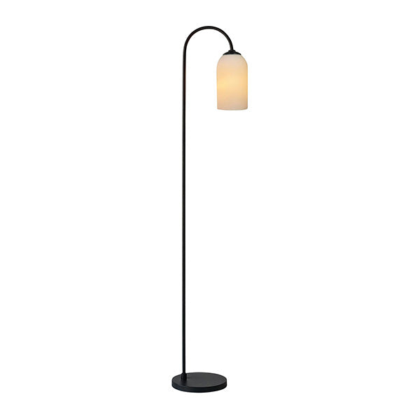 Opal Matt Glass With Black Metalware Floor Lamp