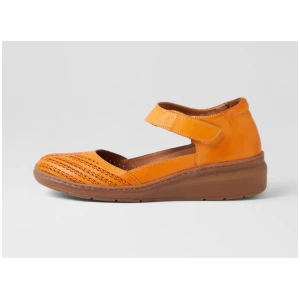 Ortom Orange Gum Leather Flat Shoes