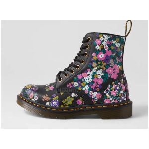 Pascal 8 Eye Vintage Floral Print Leather Boots