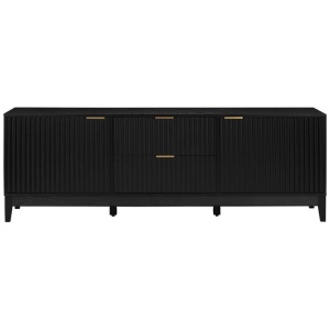 Raul Fluted Lowline TV Stand Entertainment Unit 180cm 2-Doors 2-Drawers Black