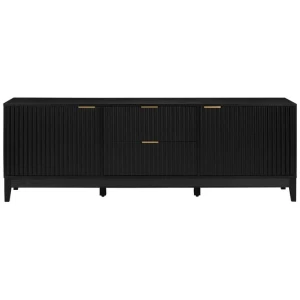 Raul Fluted Lowline TV Stand Entertainment Unit 180cm 2-Doors 2-Drawers Black