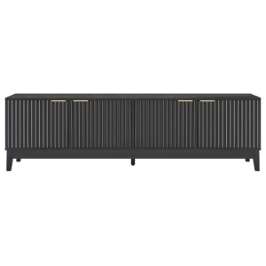 Raul Fluted Lowline TV Stand Entertainment Unit 180cm 4-Doors Black