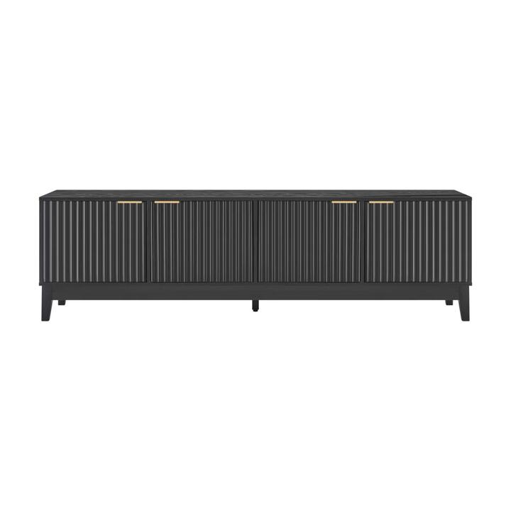 Raul Fluted Lowline TV Stand Entertainment Unit 180cm 4-Doors Black