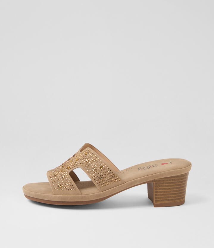 Rezol Taupe Jewels Mix Heeled Sandals