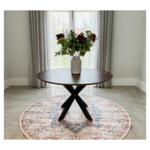 Robertson 4 Seater Round Dining Table Brown