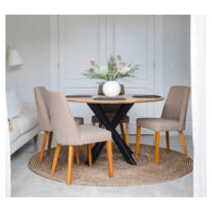 Robertson 4 Seater Round Dining Table Neutral