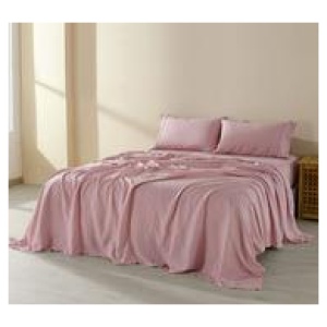 Royal Comfort King Linen Blend Sheet Set Mauve