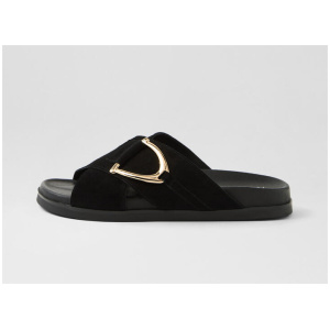 Rulle Black Suede Slides