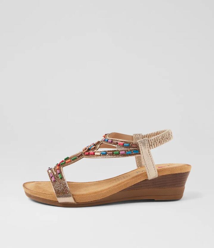 Sandy Pale Gold Multi Sandals