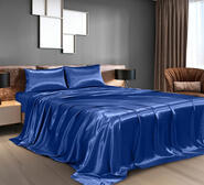 Satin King 4 Piece Sheet Set Blue