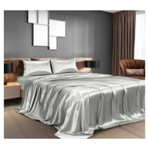 Satin King 4 Piece Sheet Set Grey