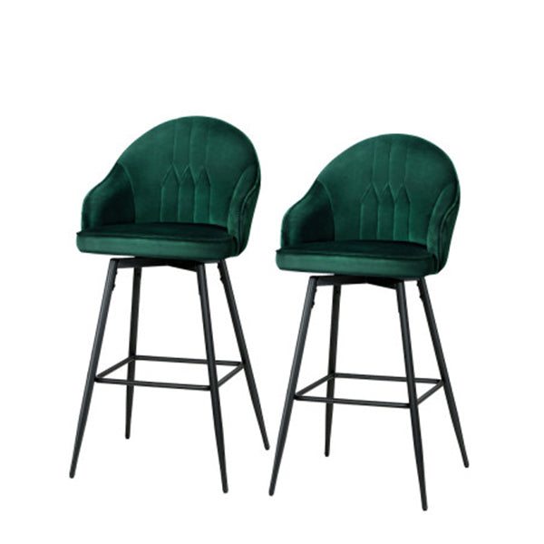 Set Of 2 Bar Stools Kitchen Stool Dining Chairs Velvet Barstool Mesial