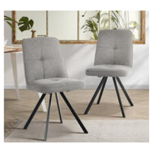 Set Of 2 Dezzie Linen Dining Chair Set Grey