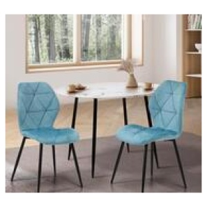 Set Of 2 Erich Dining Chair Blue 2 Seater