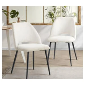 Set Of 2 Essie Linen Dining Chair Set Neutral