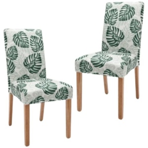 Set Of 2 Fabric Kitchen Dining Chair W/ Leaf Pattern - Green