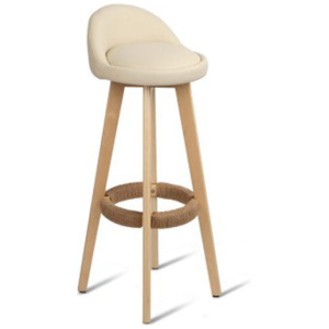 Set Of 2 PU Leather Bar Stools Beige