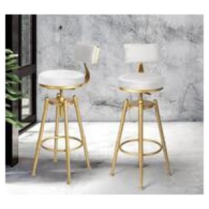 Set Of 2 Shaun Gold Bar Stools White