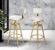 Set Of 2 Shaun Gold Bar Stools White
