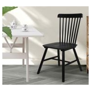Set Of 2 Spindle Dining Chairs Black