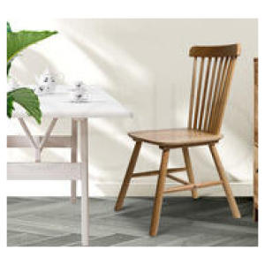 Set Of 2 Spindle Dining Chairs Brown