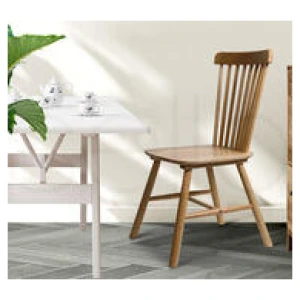 Set Of 2 Spindle Dining Chairs Brown