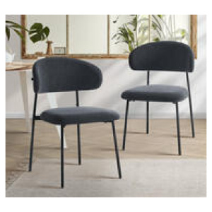 Set Of 2 Trevor Linen Dining Chair Set Grey