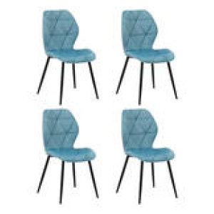 Set Of 4 Erich Dining Chair Blue 4 Seater