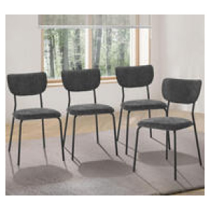 Set Of 4 Tally Linen Dining Chair Set Grey