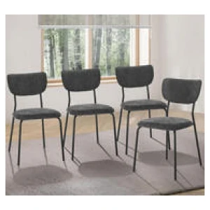 Set Of 4 Tally Linen Dining Chair Set Grey