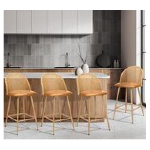 Set Of 4 Tarrant Brown Bar Stools Neutral