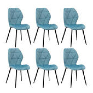 Set Of 6 Erich Dining Chair Blue 6 Seater