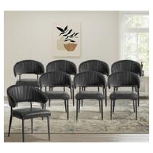 Set Of 8 Hibby Dining Chairs Black