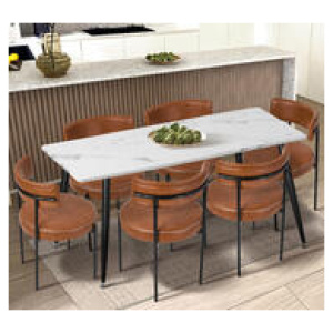 Set Of 8 Zumma Dining Chairs Brown 8 Seater