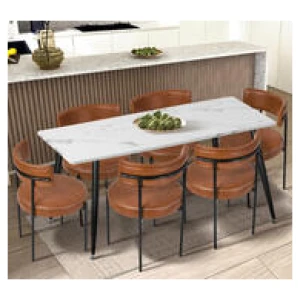Set Of 8 Zumma Dining Chairs Brown 8 Seater