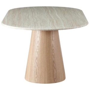 Sibley Artificial Marble Rectangular Kitchen Dining Table 200cm White Travertine